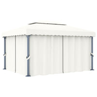 Gazebo con Tende 4x3 cm Bianco Crema Alluminio cod mxl 66202