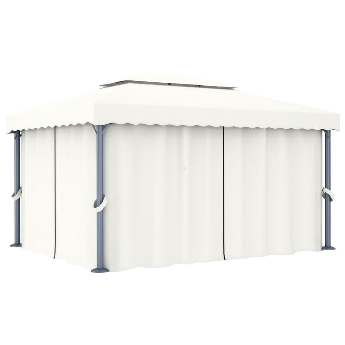 Gazebo con Tende 4x3 cm Bianco Crema Alluminio cod mxl 66202