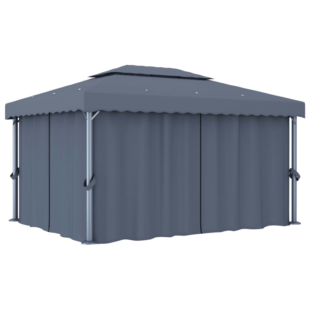 Gazebo con Tende 4x3 cm Antracite Alluminio 3053376