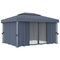 Gazebo con Tende 4x3 cm Antracite Alluminio 3053376