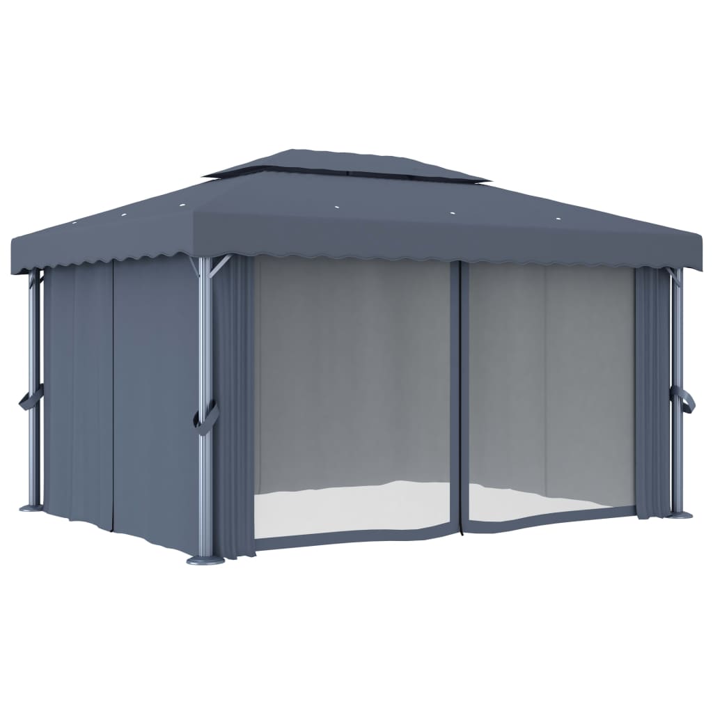 Gazebo con Tende 4x3 cm Antracite Alluminio 3053376