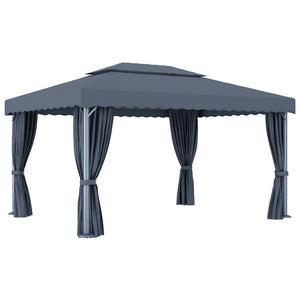 Gazebo con Tende 4x3 cm Antracite Alluminio 3053376