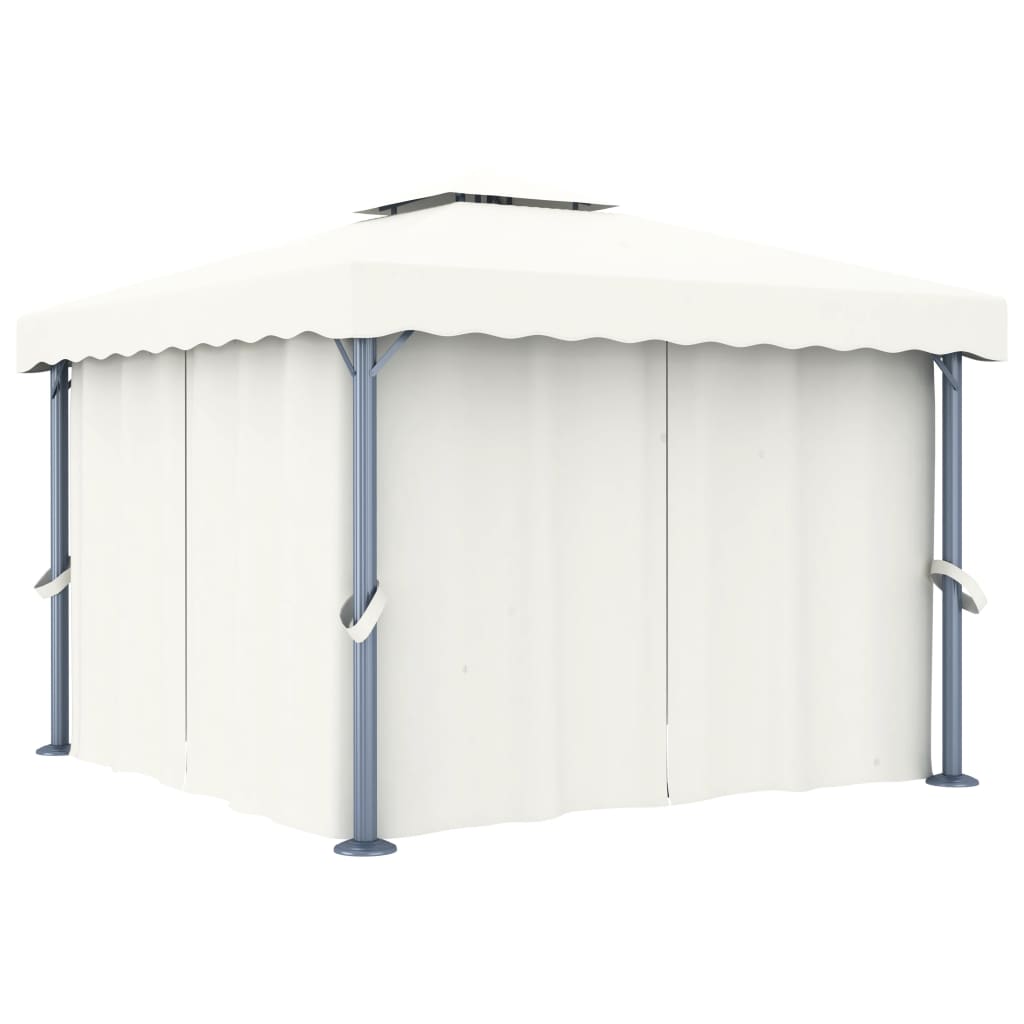 Gazebo con Tende 3x3 cm Bianco Crema Alluminio cod mxl 66020