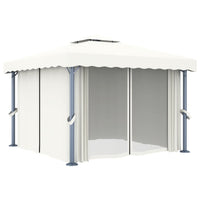 Gazebo con Tende 3x3 cm Bianco Crema Alluminio cod mxl 66020