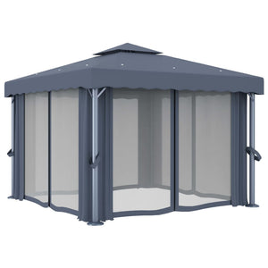 Gazebo con Tende 3x3 cm Antracite Alluminio 3053378