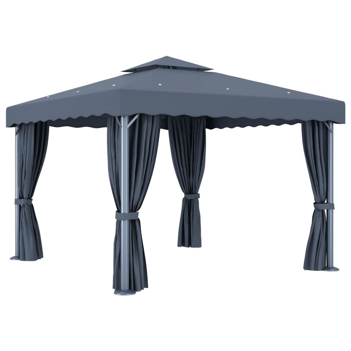 Gazebo con Tende 3x3 cm Antracite Alluminio 3053378