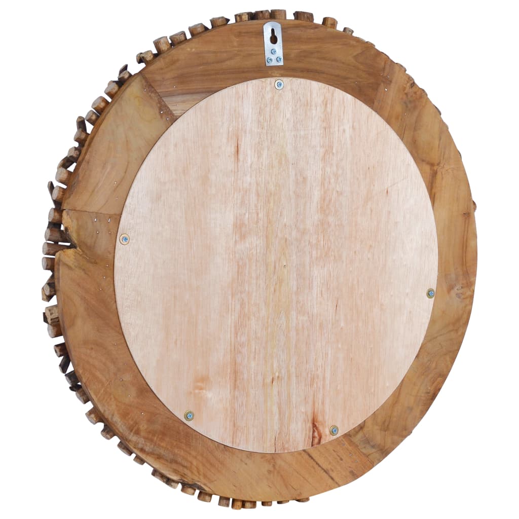 Specchio da Parete 60 cm in Legno di Teak Rotondo 288802