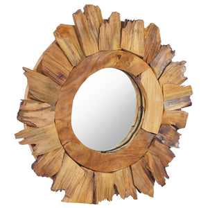 Specchio da Parete 40 cm in Legno di Teak Rotondo 288803