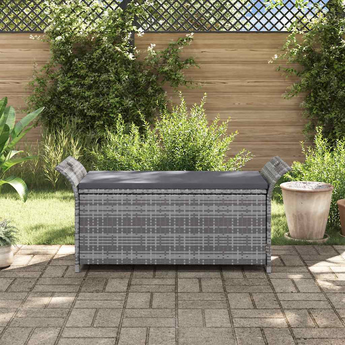 Cassapanca con Cuscino Grigia 138 cm in Polyrattan 45809