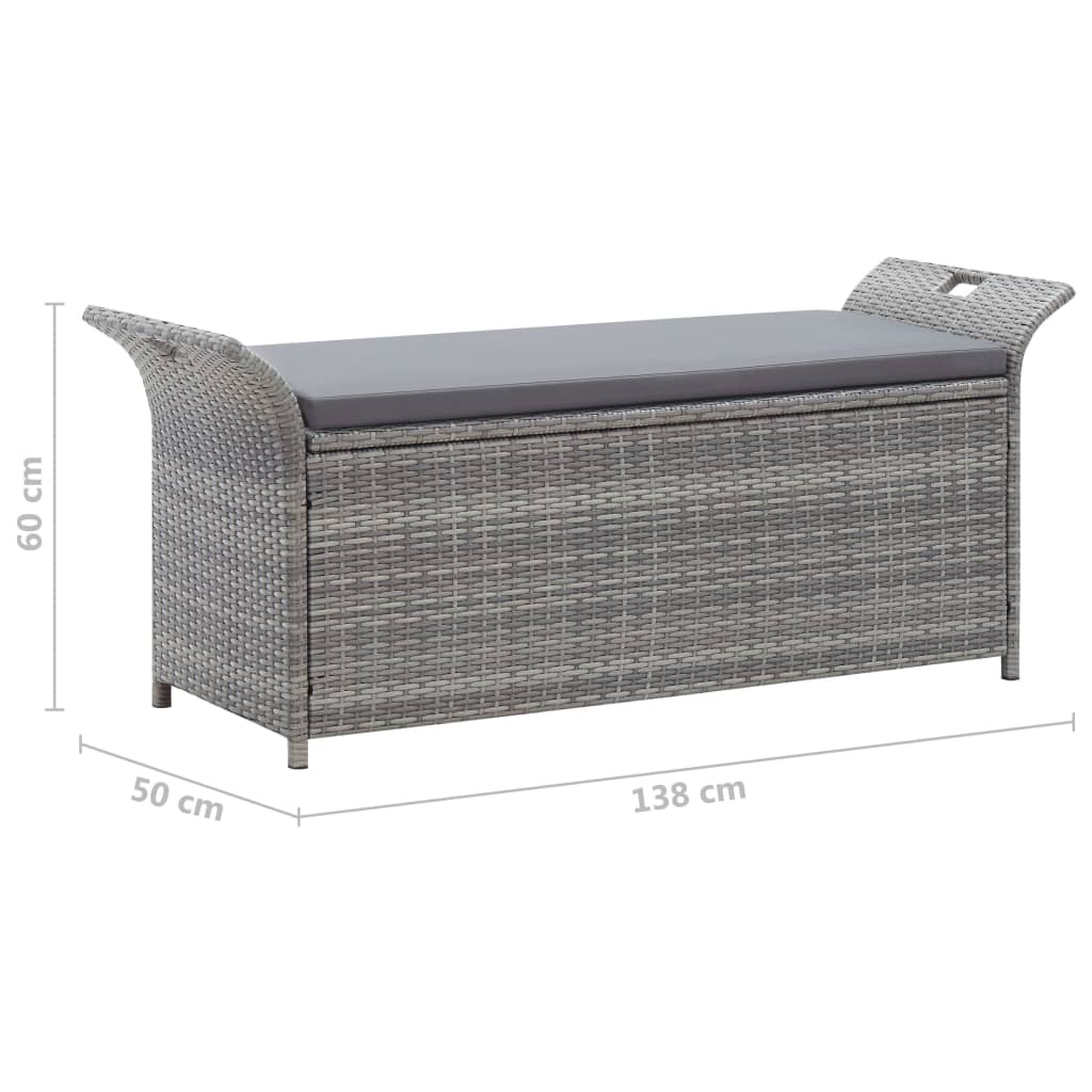 Cassapanca con Cuscino Grigia 138 cm in Polyrattan 45809