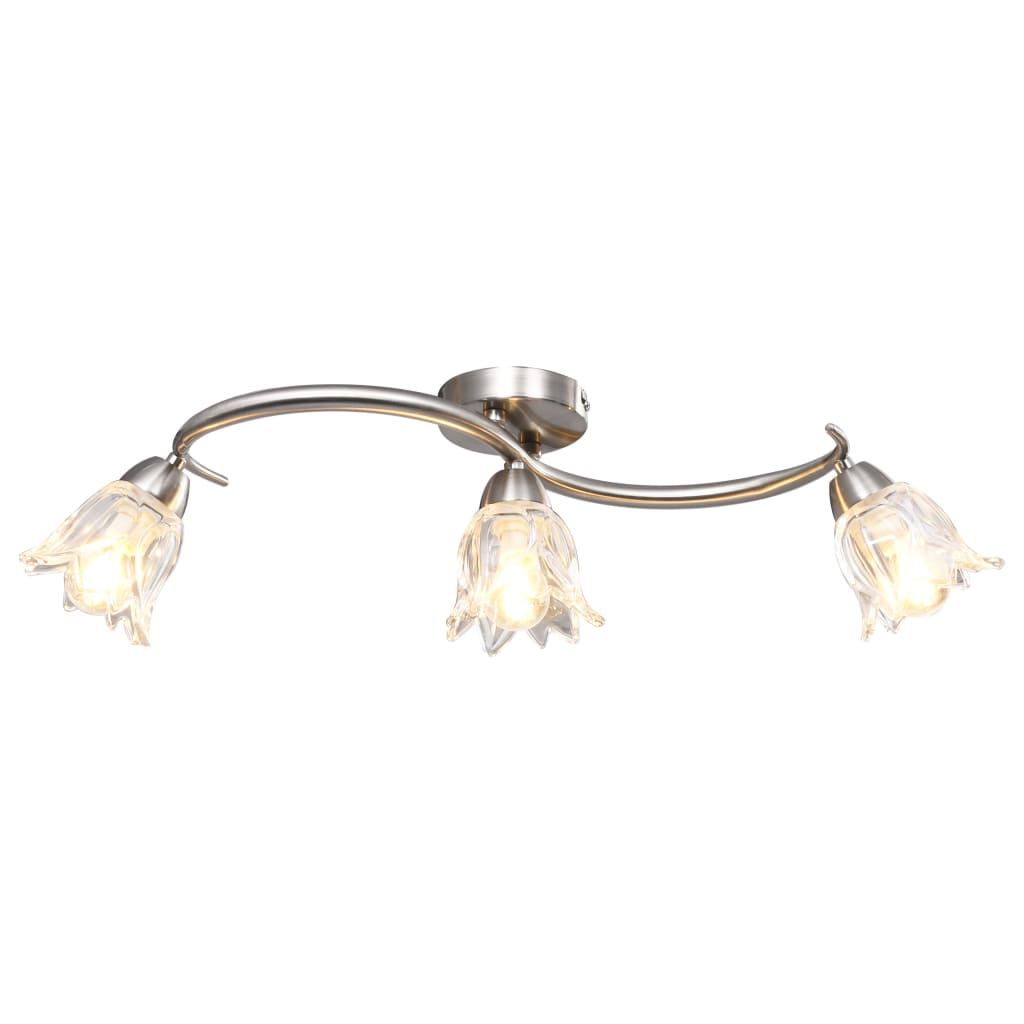 Lampadario con Paralumi in Vetro per 3 Lampadine E14 Tulipano 289230