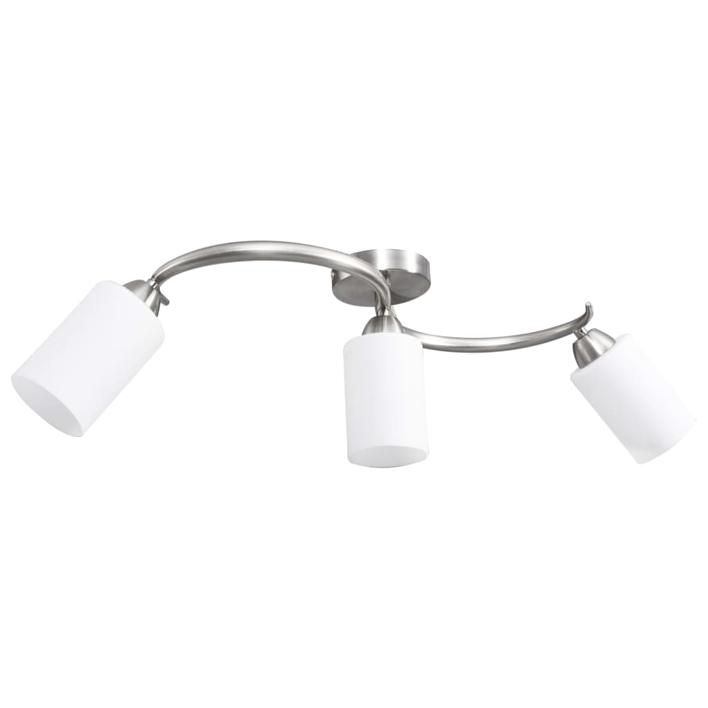 Lampadario Paralume in Ceramica a Cono Bianco 3 Lampadine E14 289232