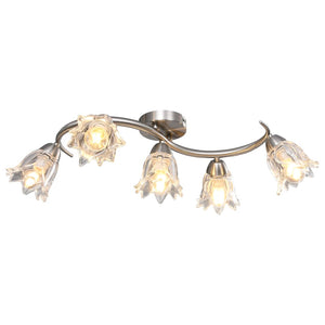 Lampadario con Paralumi in Vetro per 5 Lampadine E14 Tulipano cod mxl 72403