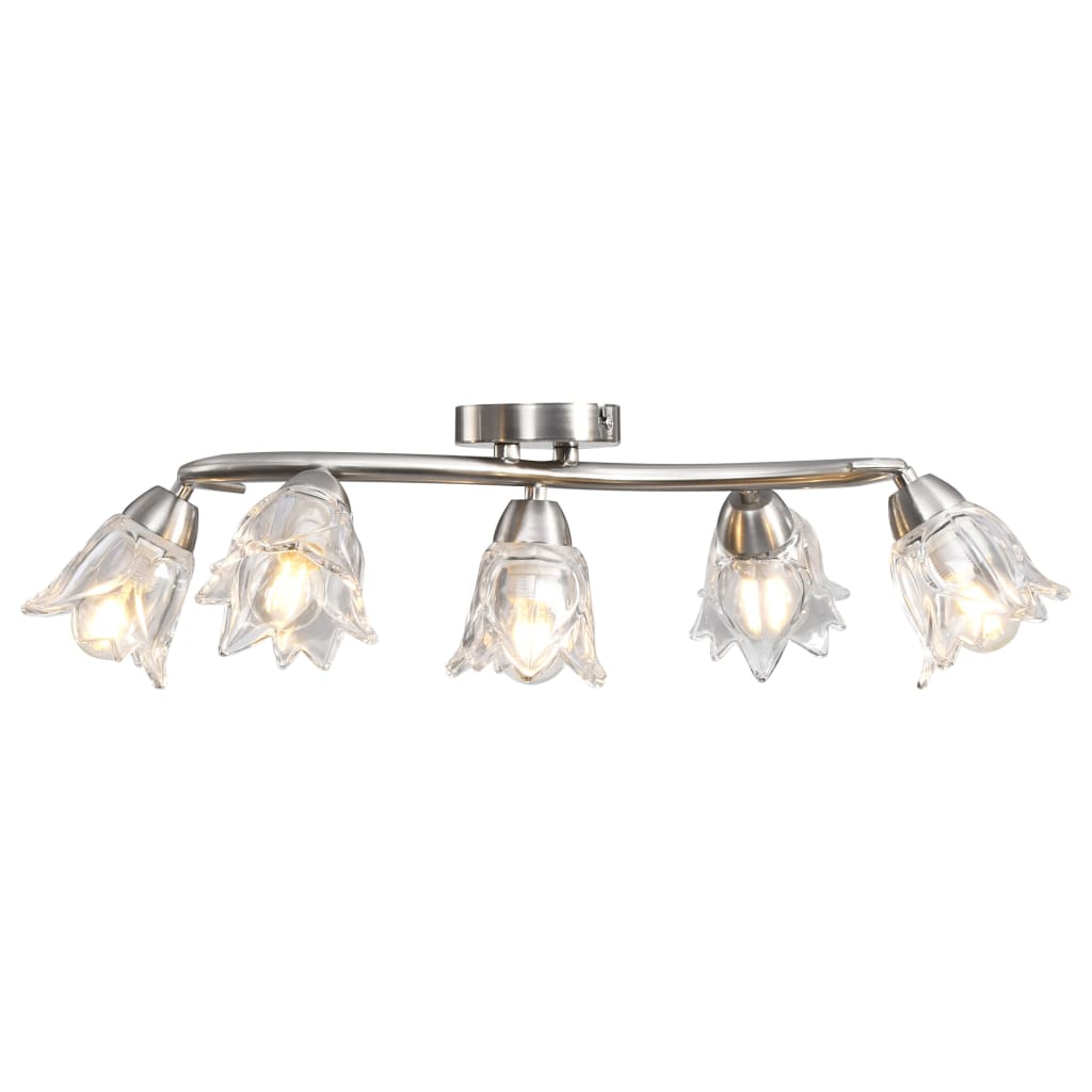 Lampadario con Paralumi in Vetro per 5 Lampadine E14 Tulipano cod mxl 72403