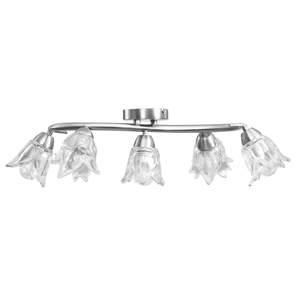 Lampadario con Paralumi in Vetro per 5 Lampadine E14 Tulipano cod mxl 72403