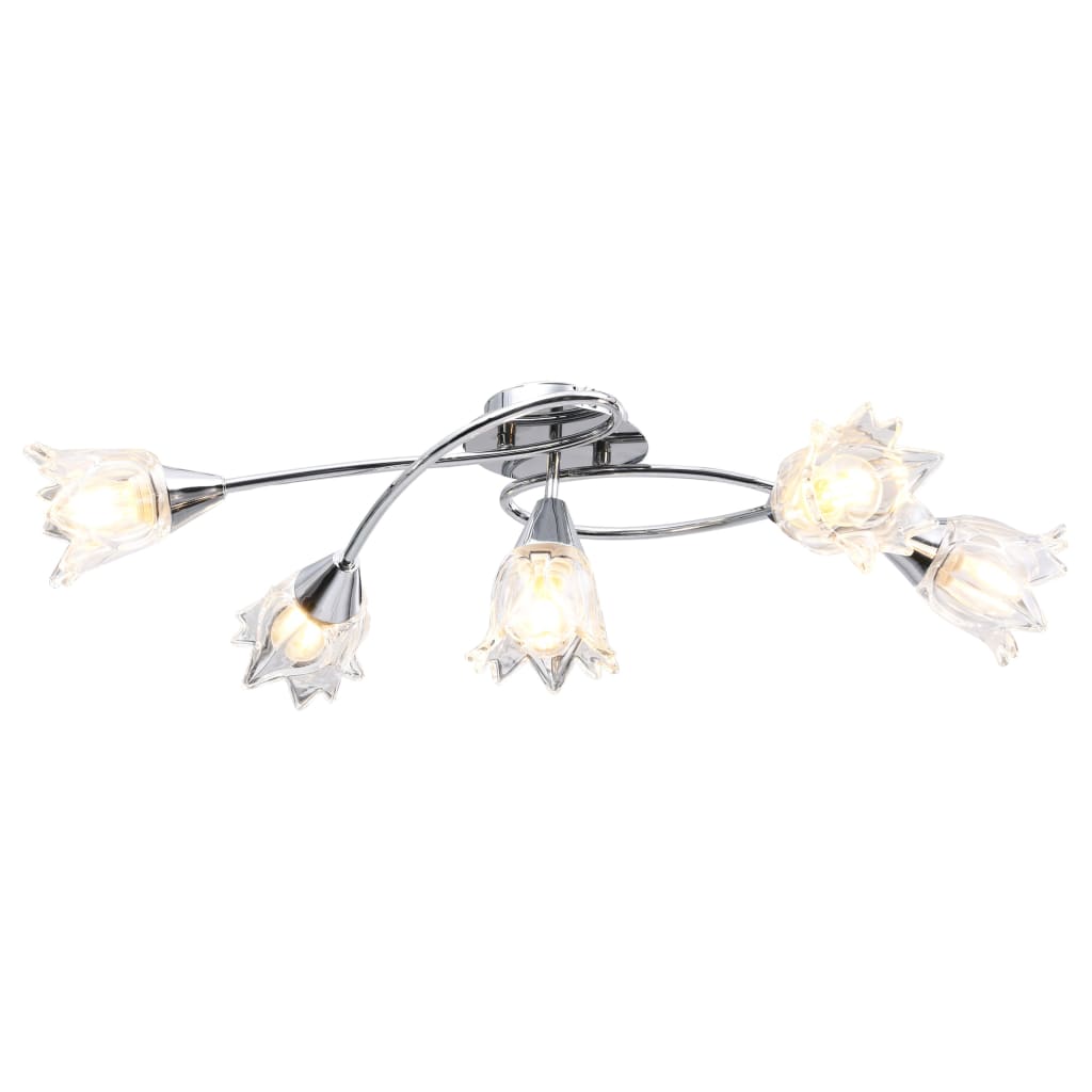 Lampadario con Paralumi in Vetro per 5 Lampadine E14 Tulipano 289236