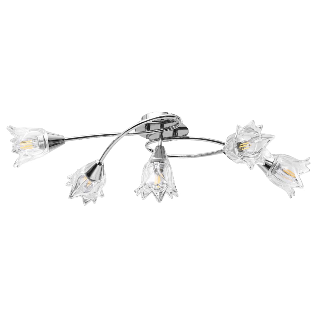 Lampadario con Paralumi in Vetro per 5 Lampadine E14 Tulipano 289236