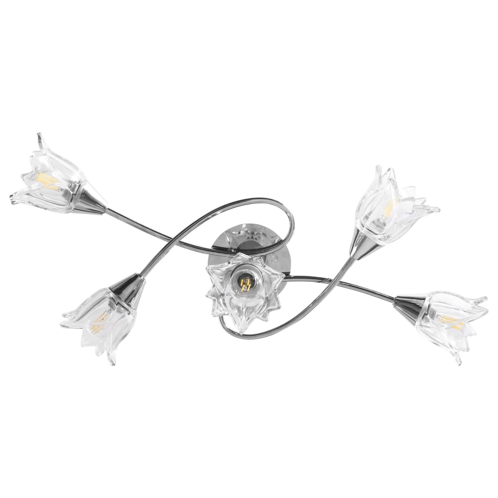 Lampadario con Paralumi in Vetro per 5 Lampadine E14 Tulipano 289236