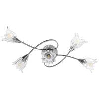 Lampadario con Paralumi in Vetro per 5 Lampadine E14 Tulipano 289236