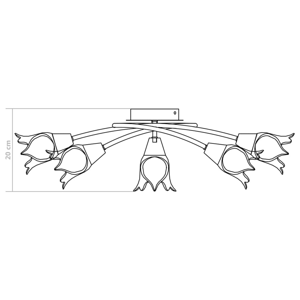 Lampadario con Paralumi in Vetro per 5 Lampadine E14 Tulipano 289236