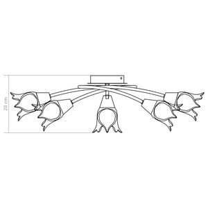 Lampadario con Paralumi in Vetro per 5 Lampadine E14 Tulipano 289236