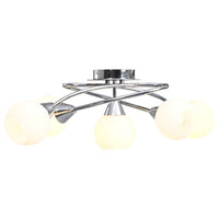 Lampadario con Paralumi in Ceramica 5 Lampadine E14  a Coppa 289237