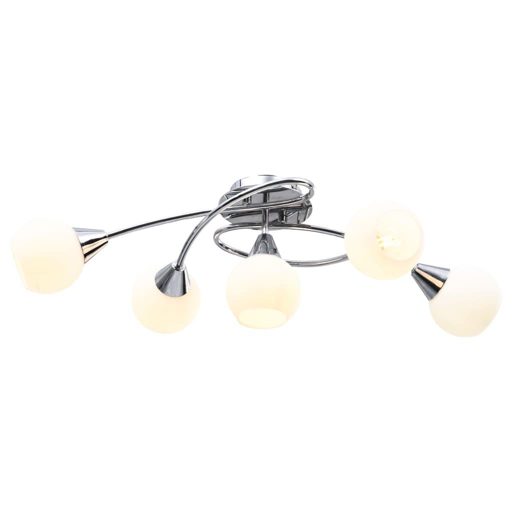 Lampadario con Paralumi in Ceramica 5 Lampadine E14  a Coppa 289237