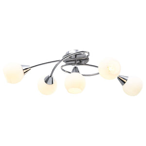 Lampadario con Paralumi in Ceramica 5 Lampadine E14  a Coppa cod mxl 75227