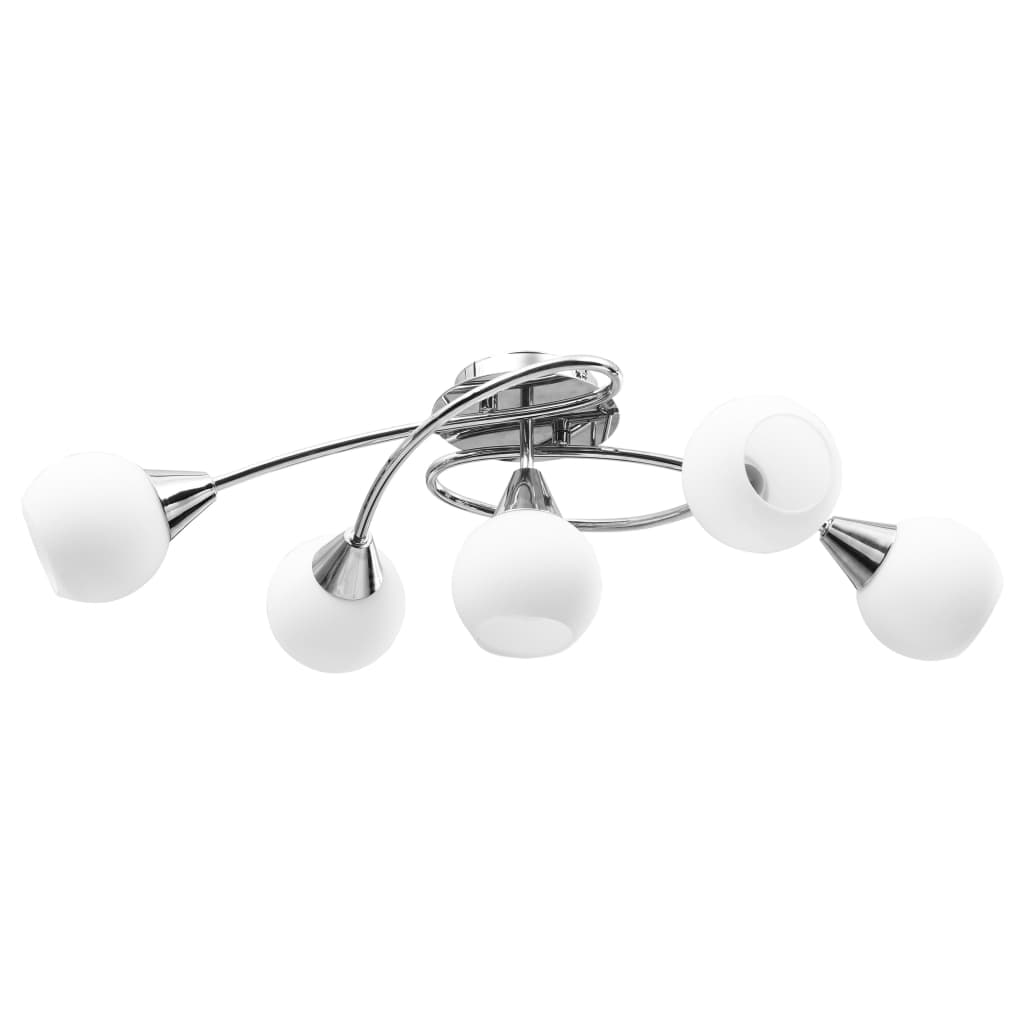 Lampadario con Paralumi in Ceramica 5 Lampadine E14  a Coppa 289237