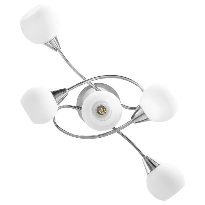 Lampadario con Paralumi in Ceramica 5 Lampadine E14  a Coppa 289237