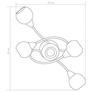 Lampadario con Paralumi in Ceramica 5 Lampadine E14  a Coppa 289237