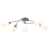 Lampadario Paralumi in Ceramica 5 Lampadine E14 Bianco a Cono 289238