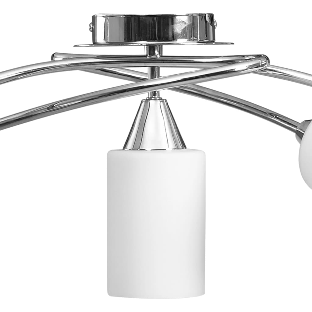 Lampadario Paralumi in Ceramica 5 Lampadine E14 Bianco a Cono