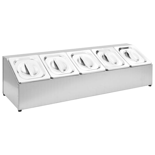 Supporto Gastronorm con 5 Contenitori GN 1/6 in Acciaio Inox cod mxl 81481