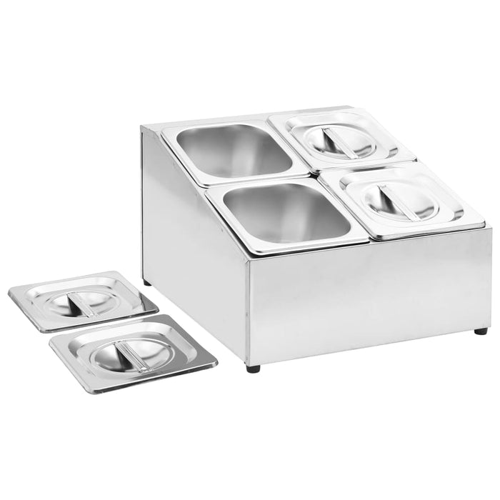 Supporto Gastronorm con 4 Contenitori GN 1/6 in Acciaio Inox cod mxl 71389