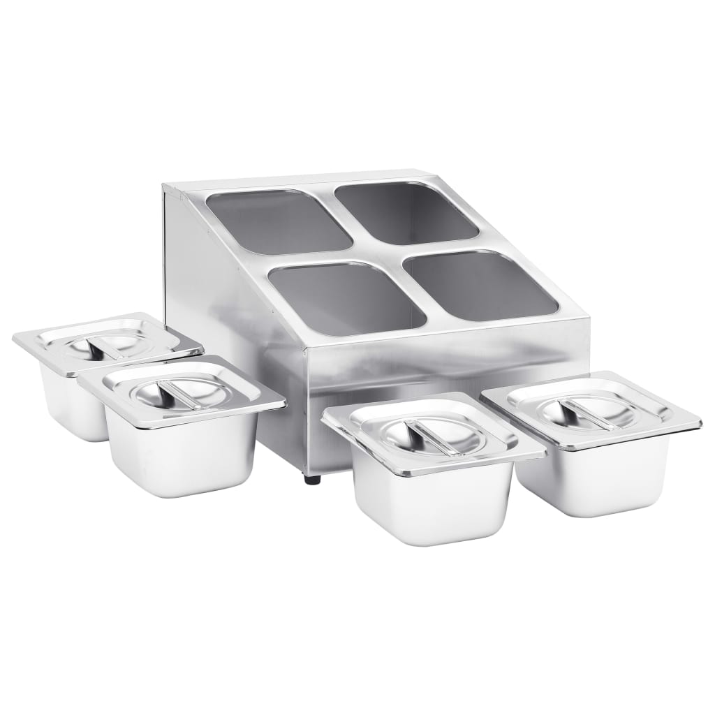 Supporto Gastronorm con 4 Contenitori GN 1/6 in Acciaio Inox cod mxl 71389