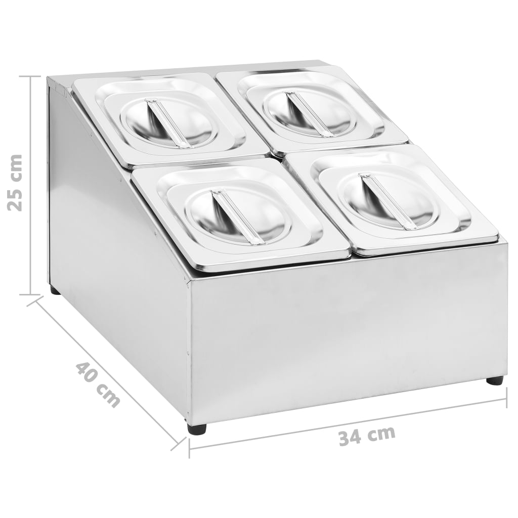 Supporto Gastronorm con 4 Contenitori GN 1/6 in Acciaio Inox cod mxl 71389