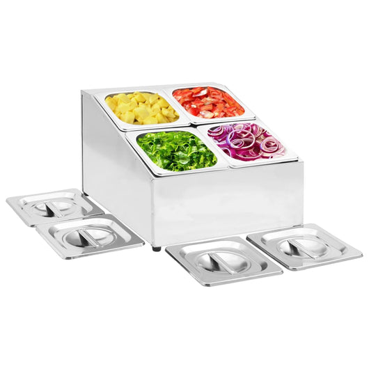 Supporto Gastronorm con 4 Contenitori GN 1/6 in Acciaio Inox cod mxl 71389