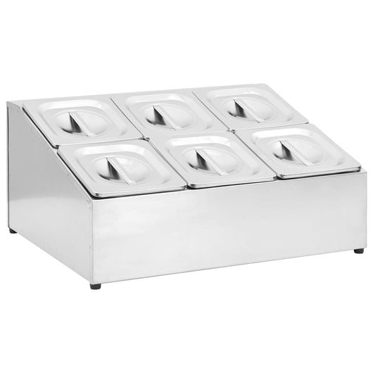 Supporto Gastronorm con 6 Contenitori GN 1/6 in Acciaio Inoxcod mxl 129369