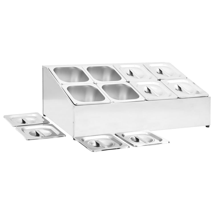 Supporto Gastronorm con 8 Contenitori GN 1/6 in Acciaio Inox 51225