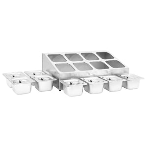 Supporto Gastronorm con 8 Contenitori GN 1/6 in Acciaio Inox 51225