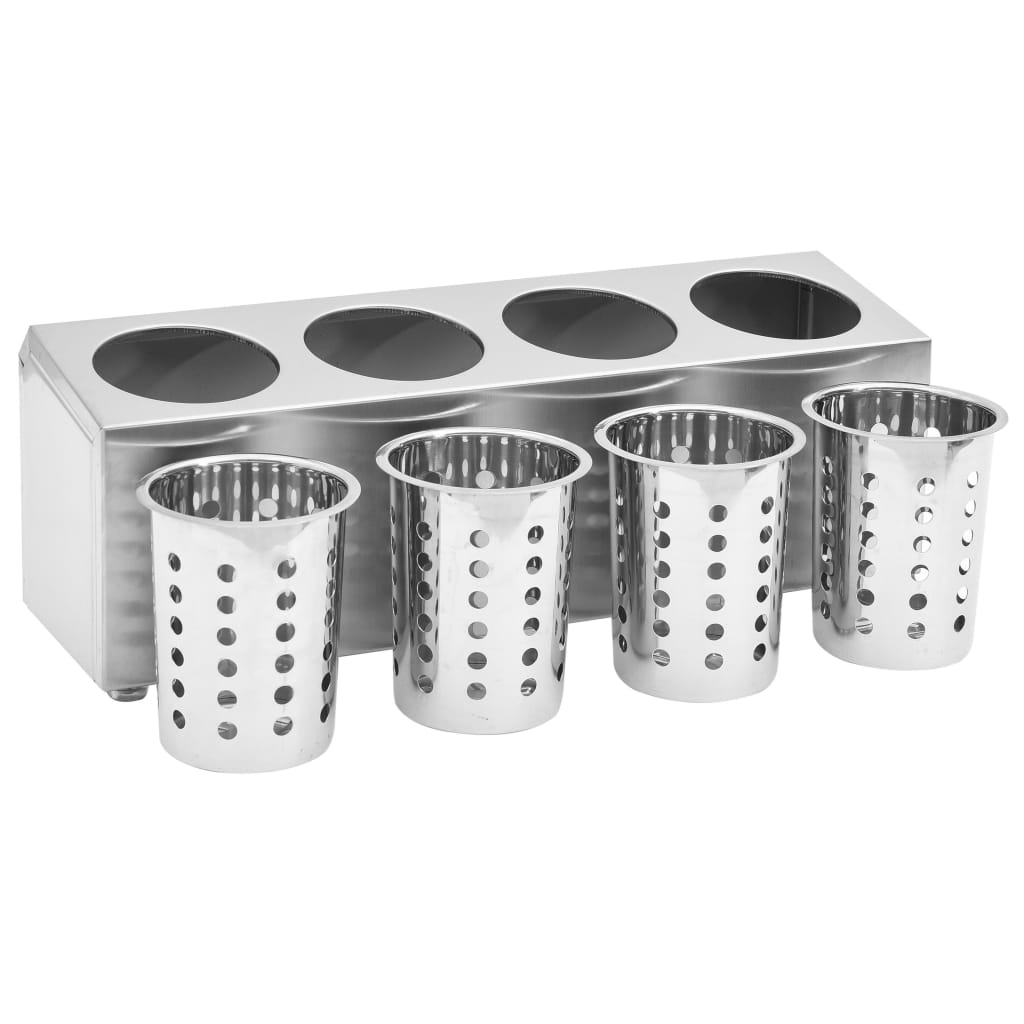 Portaposate con 4 Inserti Rettangolare in Acciaio Inox 51227