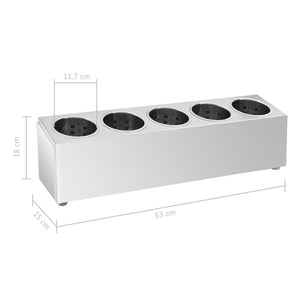 Portaposate con 5 Inserti Rettangolare in Acciaio Inox 