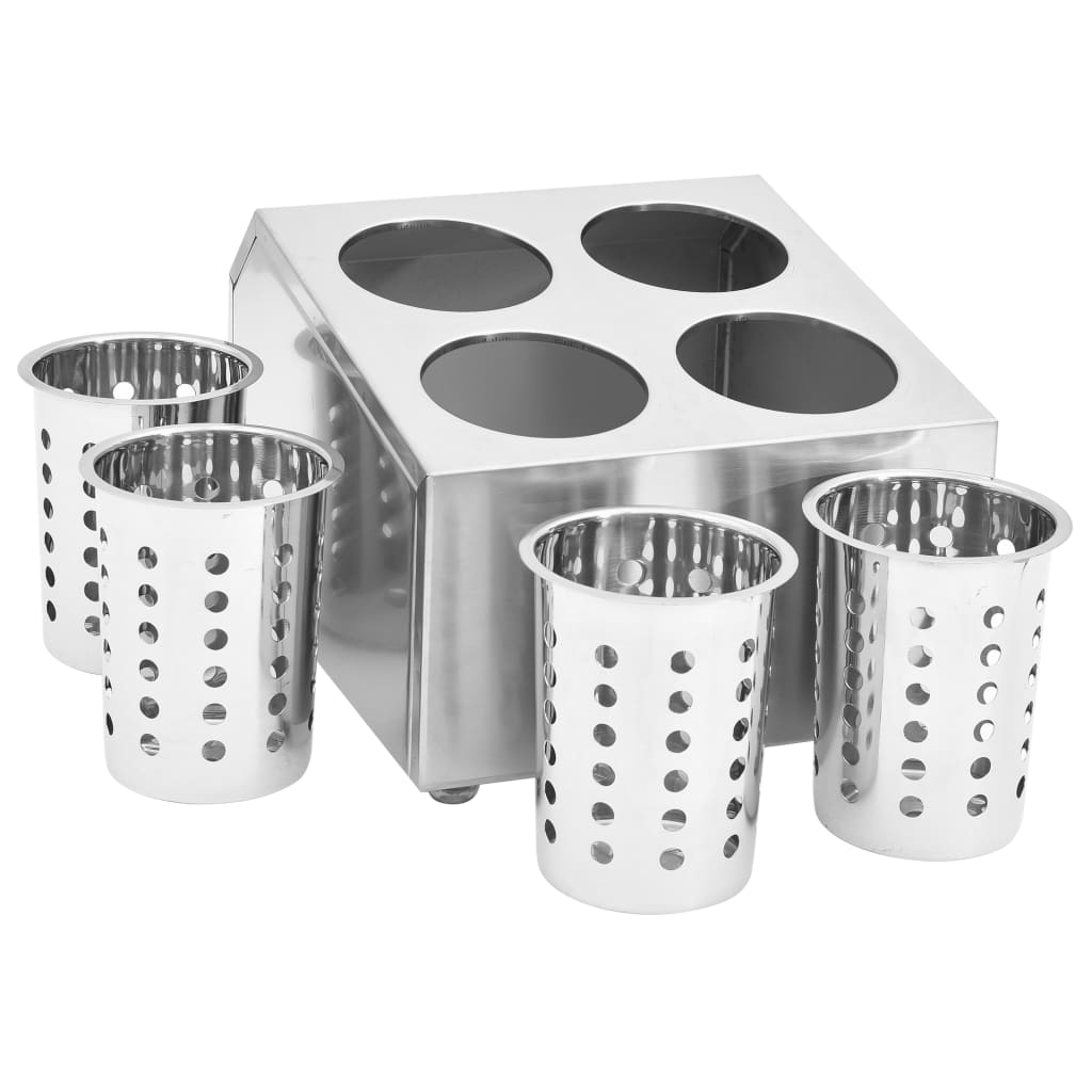 Portaposate con 4 Inserti Quadrato in Acciaio Inox  cod mxl 44576