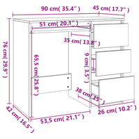 Scrivania Grigio Cemento 90x45x76 cm in Truciolato 801377