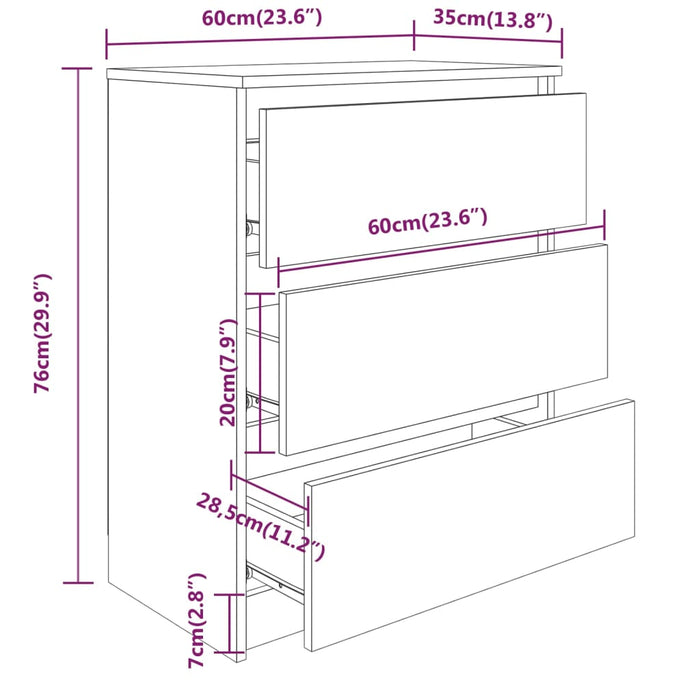 Credenza Bianca 60x35x76 cm in Legno Multistrato 801382