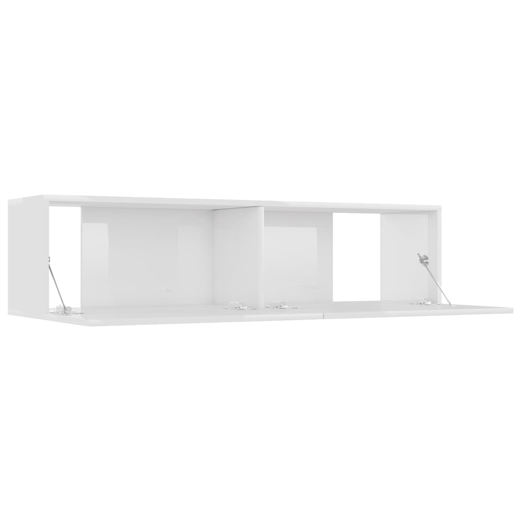 Mobile TV Bianco Lucido 120x30x30 cm in Truciolato