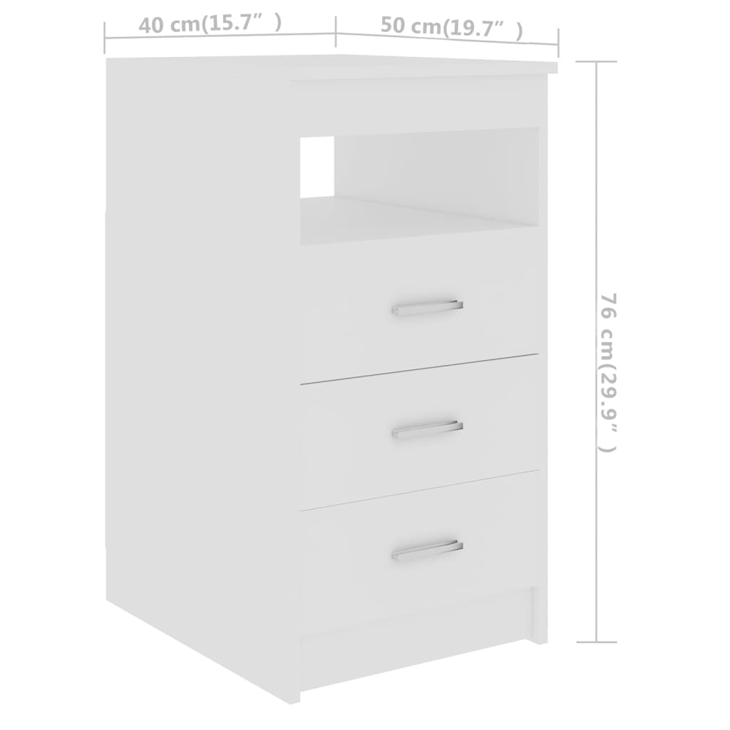 Cassettiera Bianca 40x50x76 cm in Legno Multistrato 801805