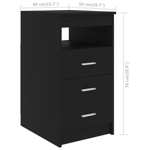 Cassettiera Nera 40x50x76 cm in Legno Multistrato cod mxl 52578