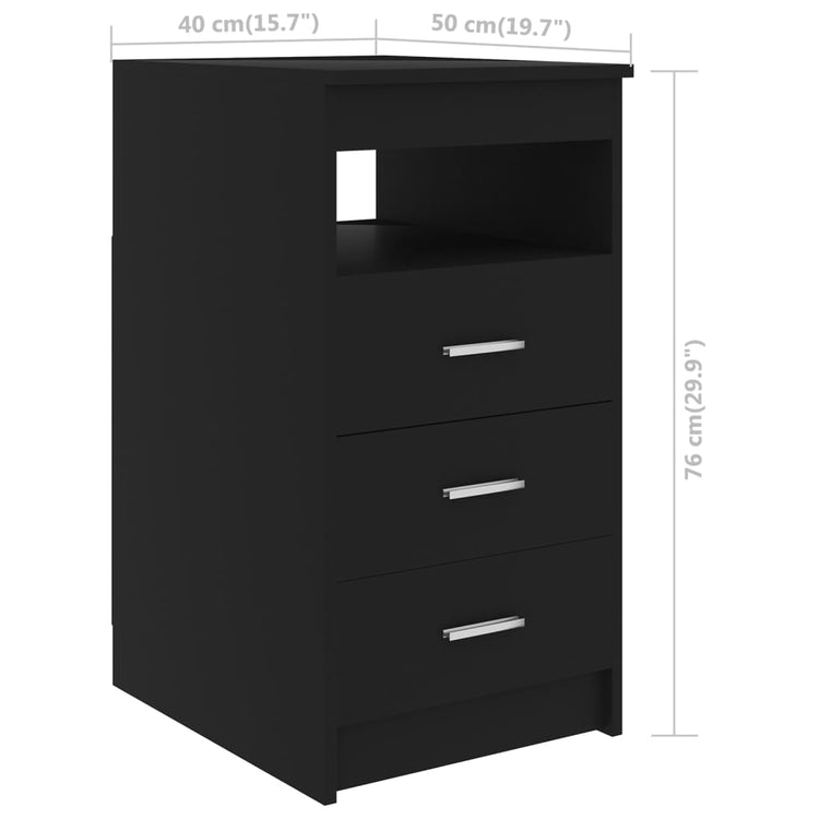 Cassettiera Nera 40x50x76 cm in Legno Multistrato cod mxl 52578